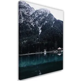 obraz-plotno-widok-na-brzeg-jeziora-w-gorach-40x60