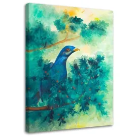 obraz-na-plotnie-ptak-schowany-w-galeziach-40x60