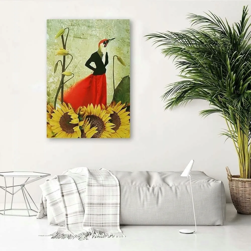 obraz-plotno-ptak-w-czerwonej-spodnicy-40x60