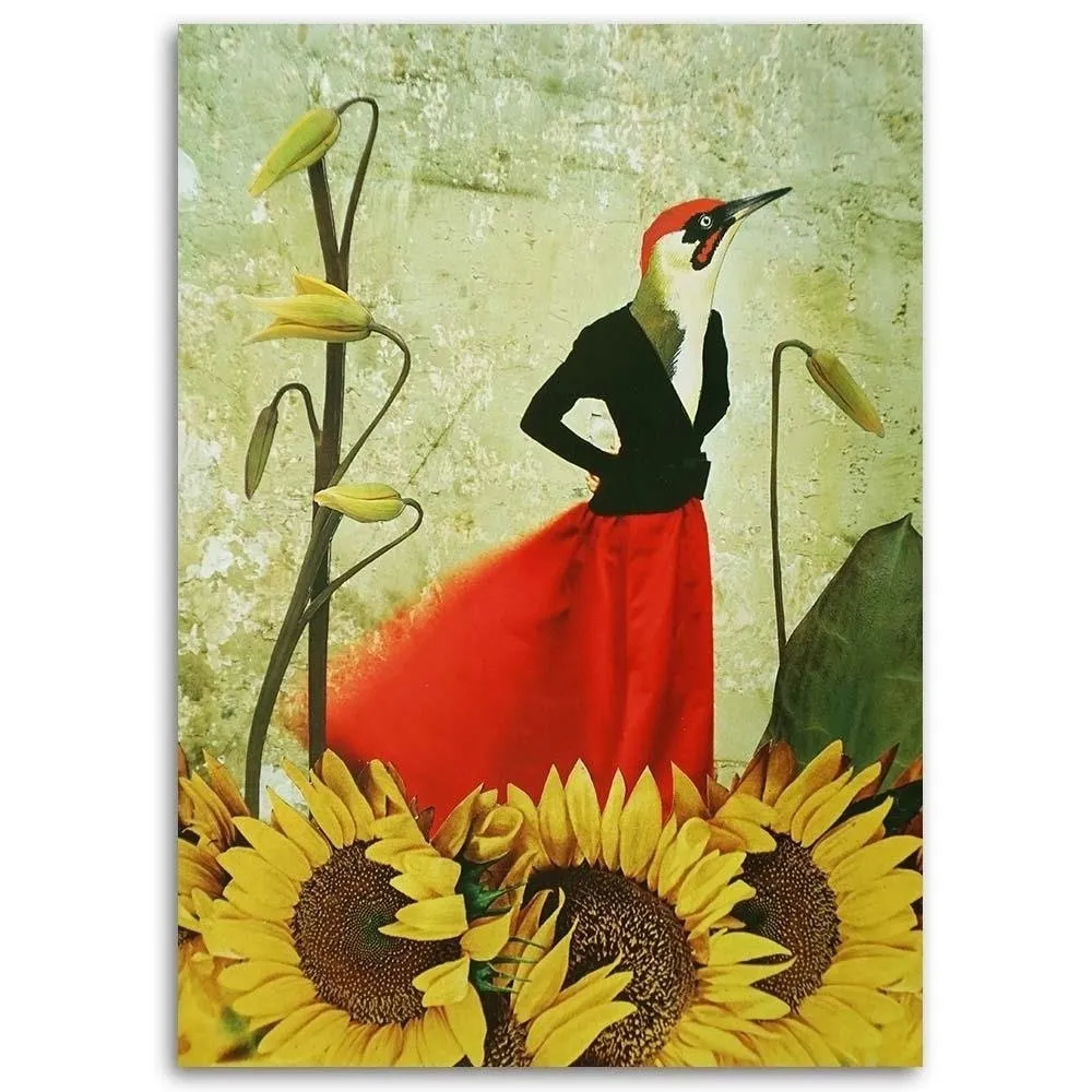 obraz-plotno-ptak-w-czerwonej-spodnicy-40x60