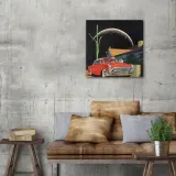 obraz-plotno-czerwony-samochod-przed-domem-60x60-stan-nowy