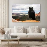 obraz-plotno-canvas-szpak-kot-ptak-widok-120x80-stan-nowy