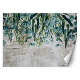 fototapeta-zielone-pastelowe-liscie-na-betonie-250x175