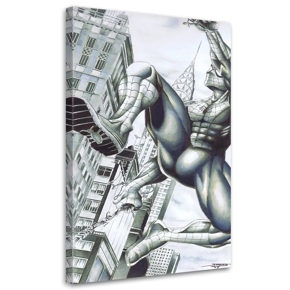 obraz-na-plotnie-spider-man-na-budynkach-70x100
