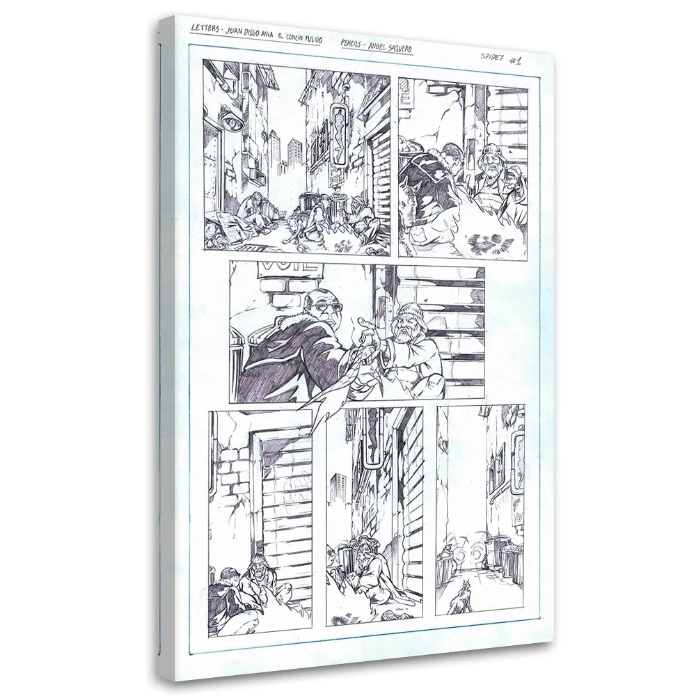 obraz-na-plotnie-szkic-komiksu-saqman-40x60