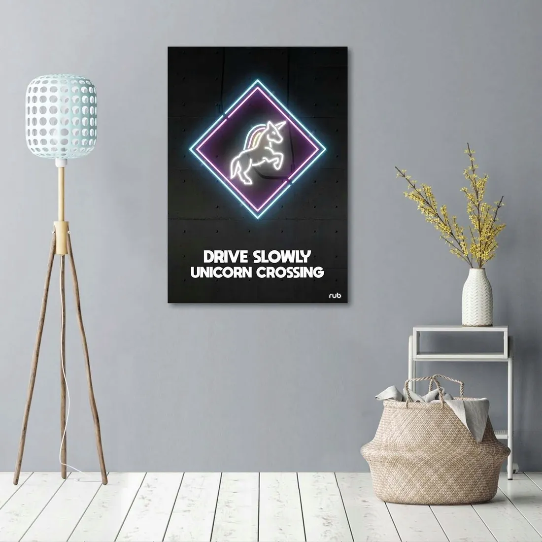 obraz-na-plotnie-jednorozec-neon-rubiant-60x90