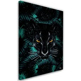 obraz-na-plotnie-glowa-pantery-w-lisciach-40x60