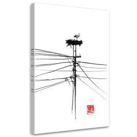 obraz-na-plotnie-bocian-w-gniezdzie-pechane-40x60