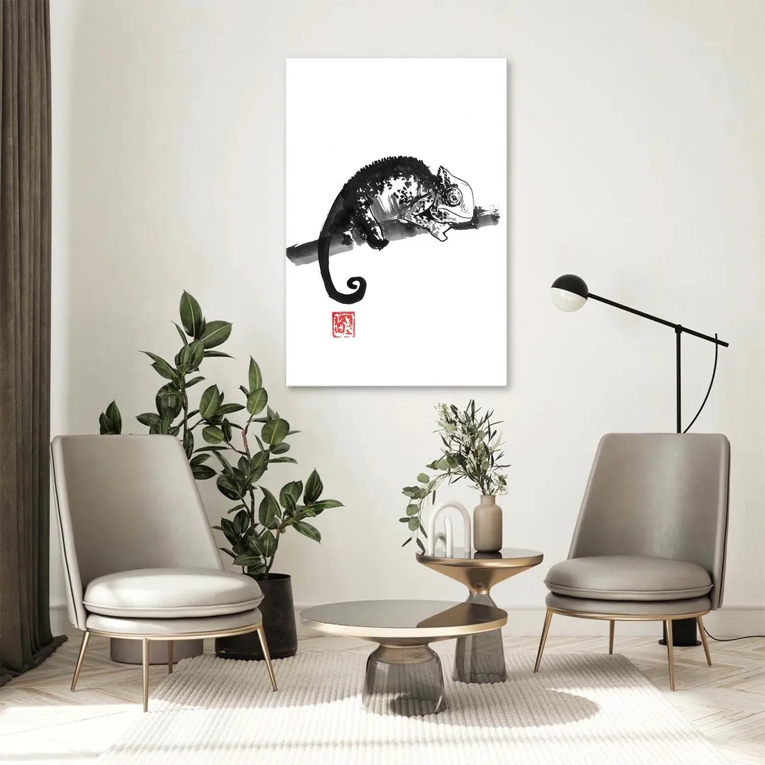 obraz-na-plotnie-kameleon-bandw-pechane-40x60