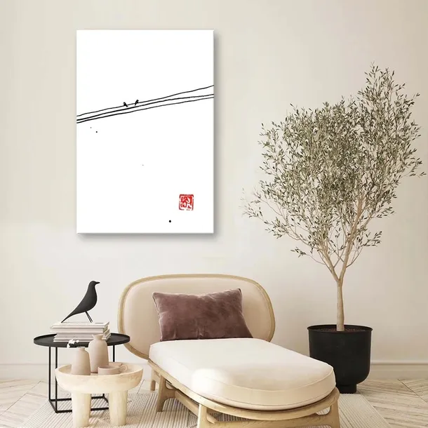 obraz-na-plotnie-ptaki-na-drutach-pechane-40x60-stan-nowy