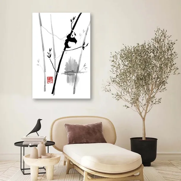 obraz-na-plotnie-panda-na-bambusie-pechane-40x60-stan-nowy