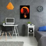 obraz-na-plotnie-potwor-i-zachod-slonca-80x120-stan-nowy