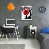 obraz-na-plotnie-samuraj-obok-drzewa-wisni-60x90-stan-nowy