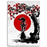 obraz-na-plotnie-samuraj-obok-drzewa-wisni-60x90-sposob-wykonania-druk-cyfrowy