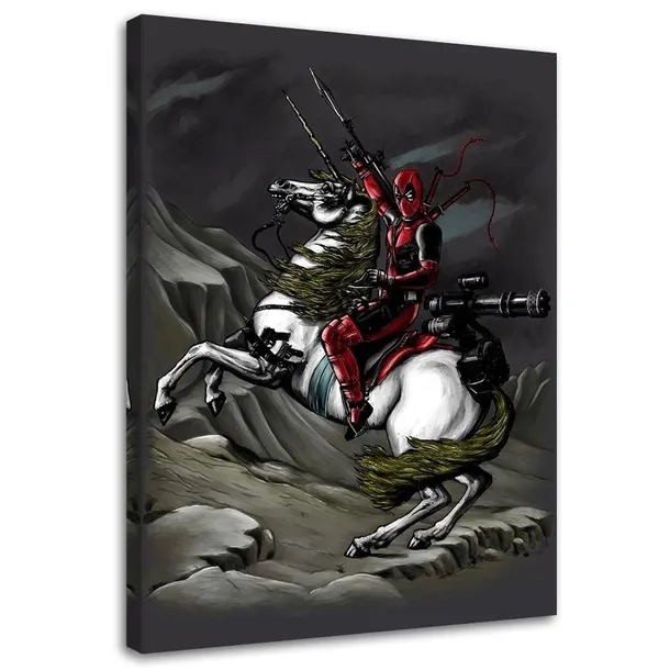 obraz-na-plotnie-deadpool-na-koniu-ddjvigo-40x60