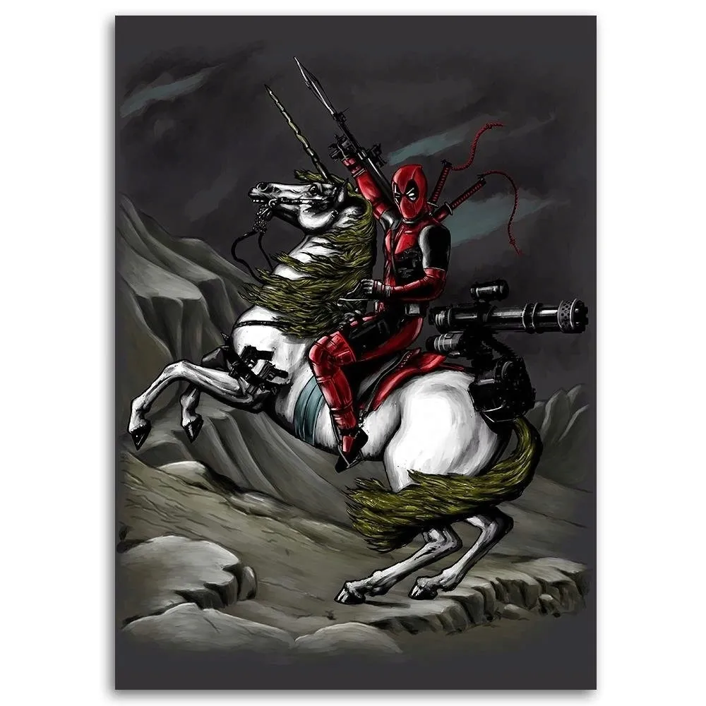 obraz-na-plotnie-deadpool-na-koniu-ddjvigo-40x60