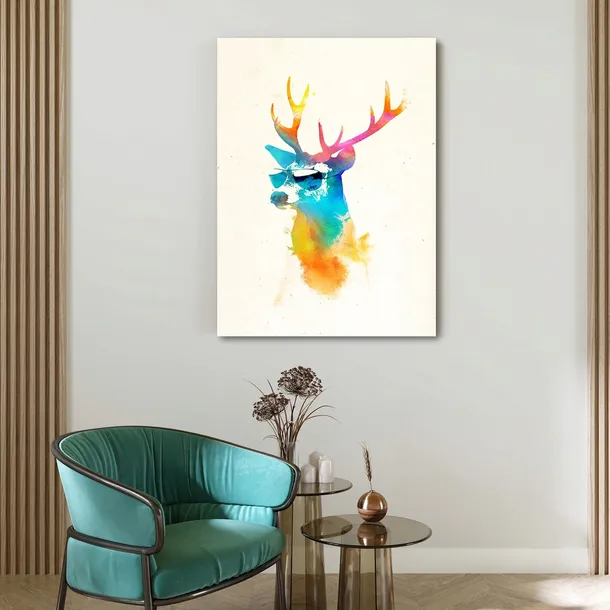 obraz-na-plotnie-jelen-w-okularach-80x120-stan-nowy