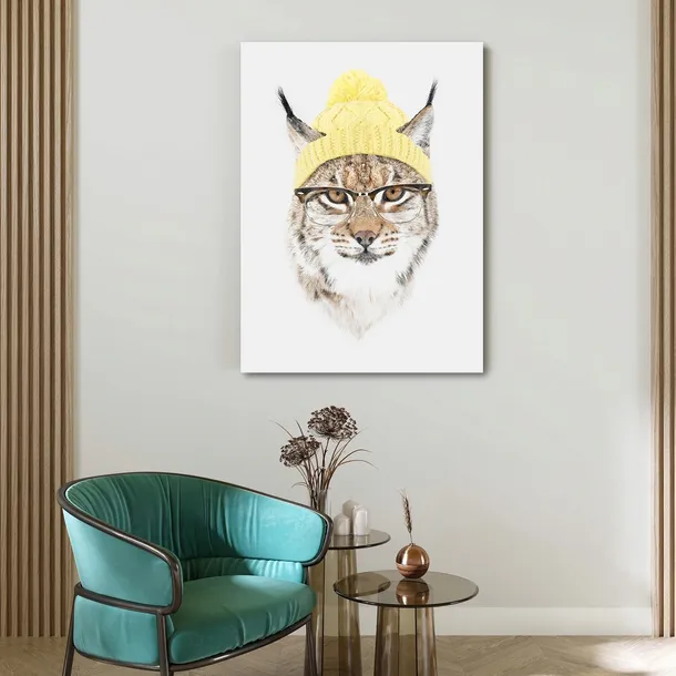 obraz-na-plotnie-rys-w-czapce-80x120-stan-nowy