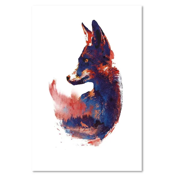 obraz-na-plotnie-lis-pod-niebieskim-drzewem-40x60-szerokosc-produktu-40-cm