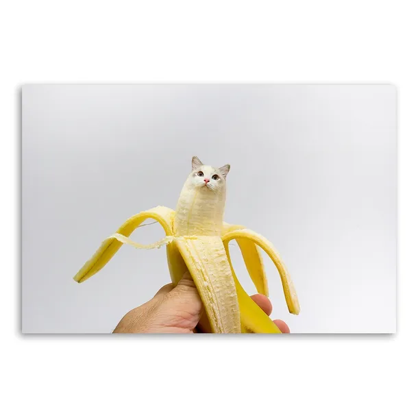 obraz-na-plotnie-canvas-banan-kot-owoc-120x80-format-poziomy