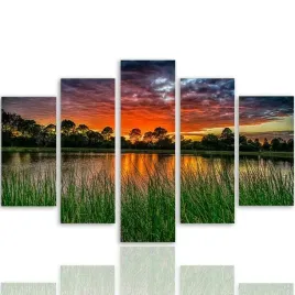 obraz-foto-5-czesci-owy-na-plotnie-zachod-300x140