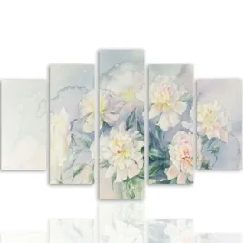 obraz-5-czesci-canvas-biale-kwiaty-w-doniczce-300x140
