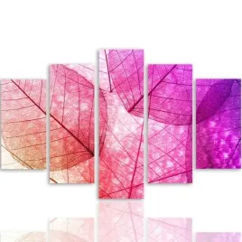 nowoczesny-obraz-5-czesci-canvas-liscie-rozowe-300x140