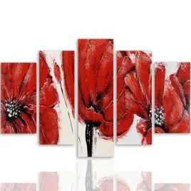 nowoczesny-obraz-5-czesci-canvas-czerwone-kwiaty-300x140
