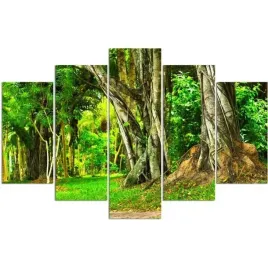 nowoczesny-obraz-5-czesci-canvas-drzewa-w-parku-300x140
