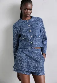 maje-36-s-szorty-spodnico-spodenki-cekiny-tweed-argente-blue-d2538