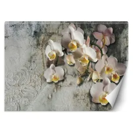 fototapeta-kwitnaca-orchidea-na-tle-starej-sciany-450x315