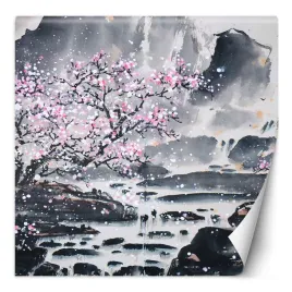 fototapeta-kwitnace-drzewo-wisni-na-tle-gor-100x100