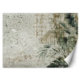 fototapeta-beton-papuga-ptak-liscie-monstera-zielony-450x315