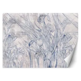 fototapeta-niebieskie-kontury-lisci-i-kwiatow-400x280