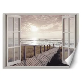 fototapeta-3d-okno-pomost-na-plaze-morze-280x200