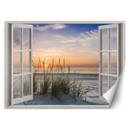 fototapeta-okno-zachodzace-slonce-na-plazy-210x150