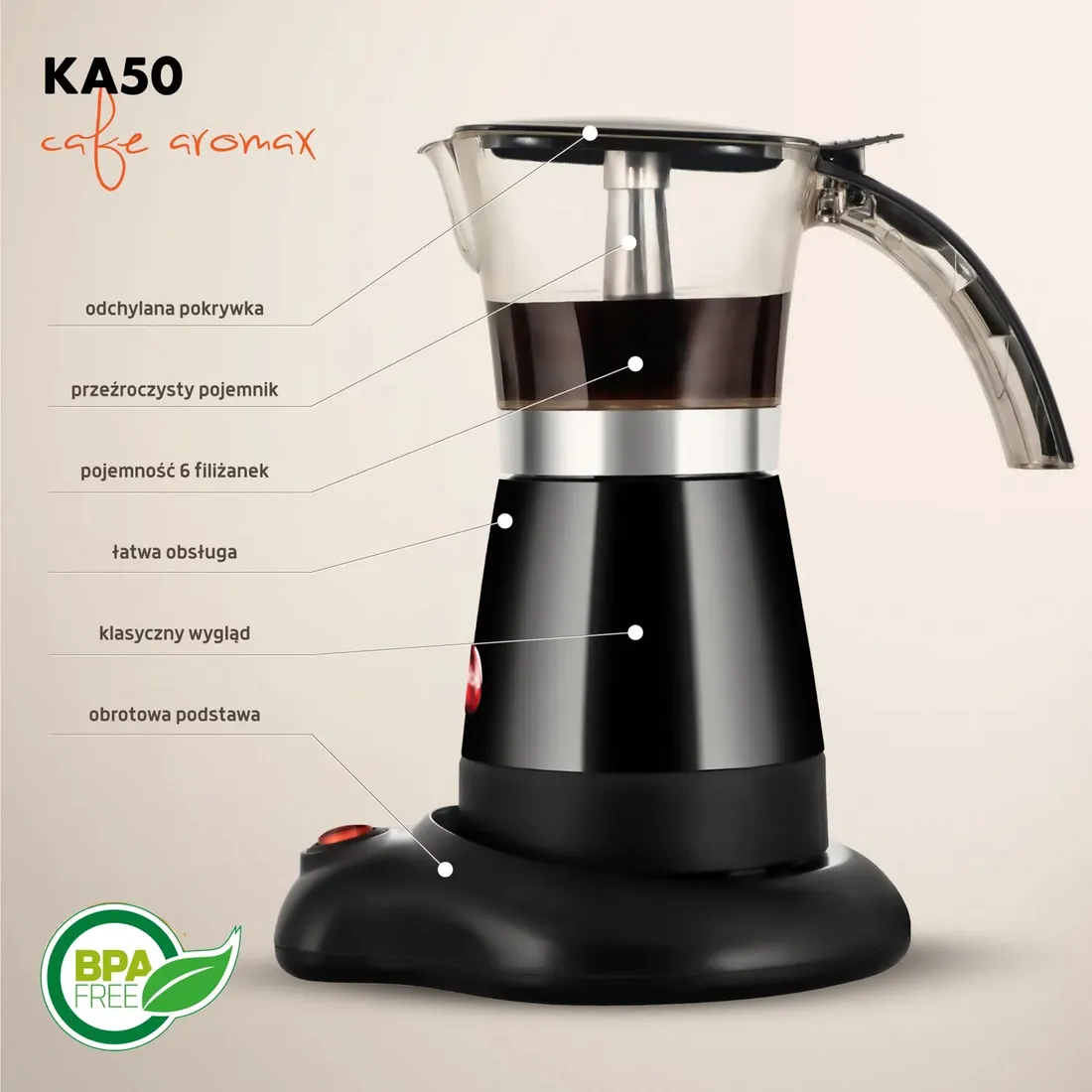 kawiarka-elektryczna-cisnieniowy-zaparzacz-do-kawy-6x-espresso-stan-nowy