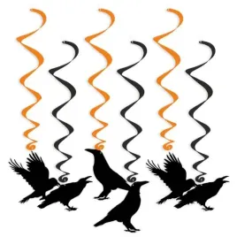 swiderki-wiszace-halloween-kruki-czarno-pomaranczowe-6-szt
