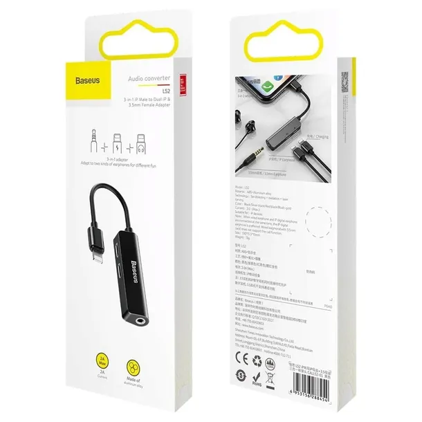 baseus-adapter-l52-lightning-do-lightning-lightning-jack-35mm-czarny-stan-nowy-waga-z-opakowaniem-0-3-kg