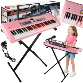 keyboard-organy-klawisze-pianino-rozowe-dla-dzieci-statyw-mikrofon-zestaw