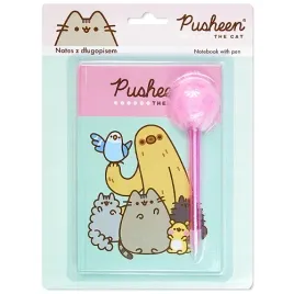 pusheen-zeszyt-notes-kotek-40-kartek-linia-pamietnik-dlugopis-z-pomponem