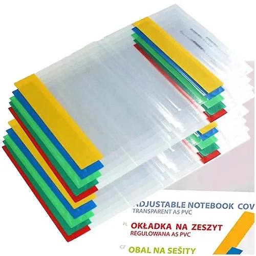 OKŁADKA NA ZESZYT A5 REGULOWANA KOLOROWE BRZEGI PANTA PLAST - 10 szt.