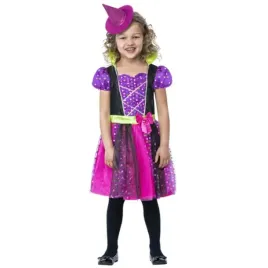 stroj-dla-dzieci-czarownica-w-groszki-fioletowy-smiffys-116-128-cm