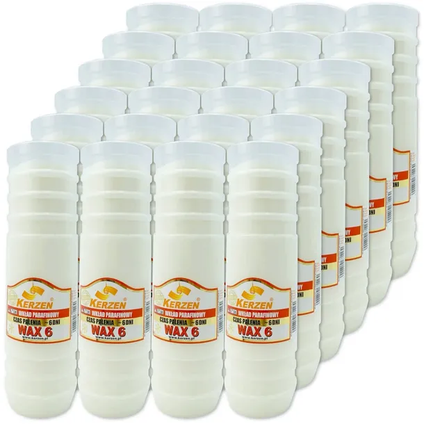 Wkłady do zniczy parafinowe Kerzen WAX 6 144h 6 dni 24 sztuki