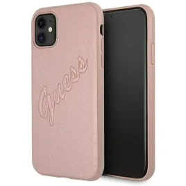 rozowe-hard-case-saffiano-vintage-script-apple-iphone-12-pro-max-guess