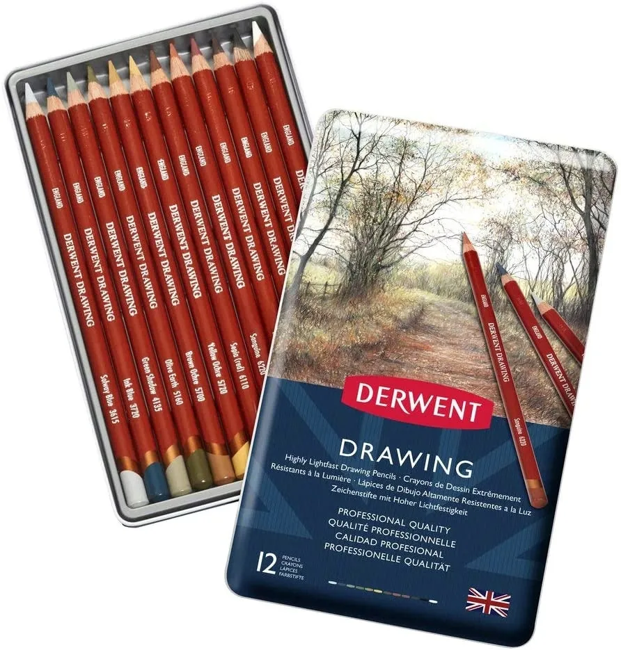 kredki-olowkowe-derwent-drawing-12x-stan-nowy