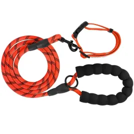 smycz-i-obroza-pj035-czerwony-dla-psa-odblaskowa-150-cm