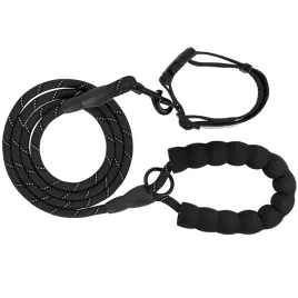 smycz-i-obroza-pj091-czarny-dla-psa-odblaskowa-150-cm