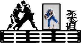 wieszak-scienny-metalowy-na-medale-dla-fanow-judo-z-ramka-na-zdjecie