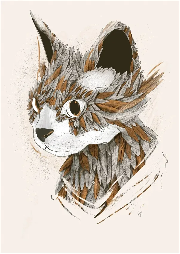 feathered-cat-plakat-40x60-cm